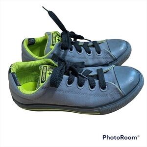 Converse Low Top Sneakers Sz 1 Gray Green Kids Youth Lace Up